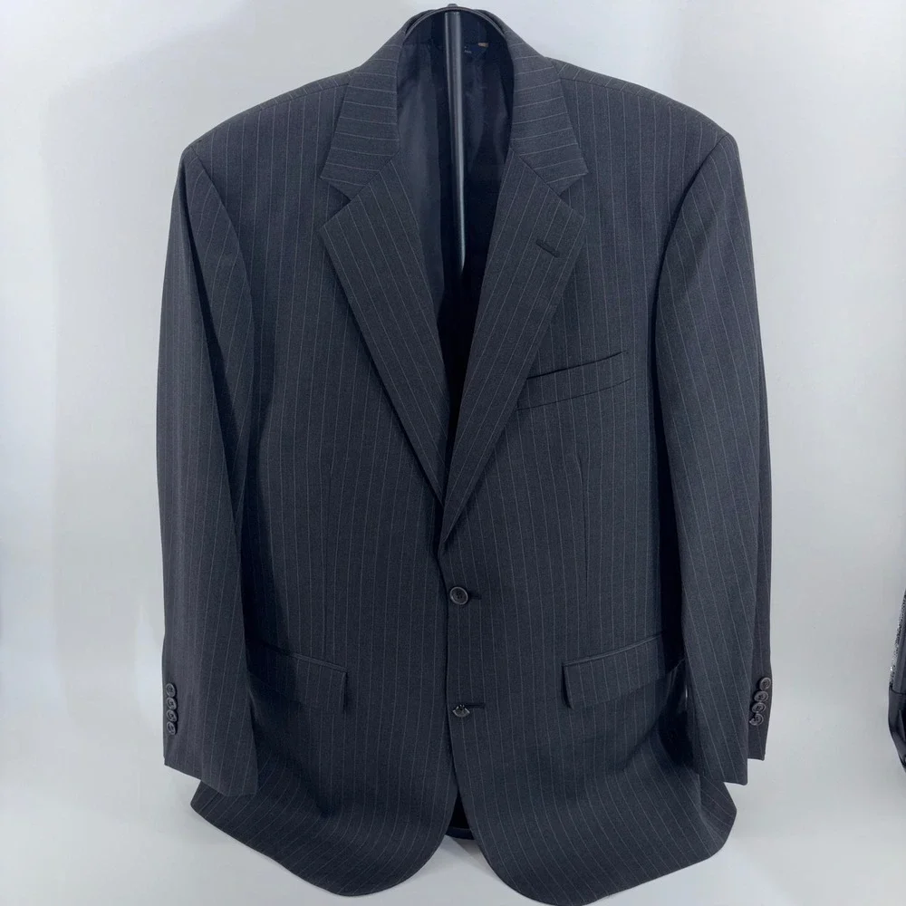 Brooks Brothers 1818 Madison Suit Mens 43L 37W Black Pinstripe Wool 2 Button